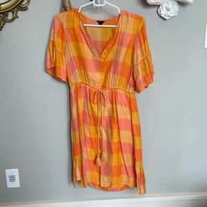 Ann Taylor Orange and Yellow Plaid Dress